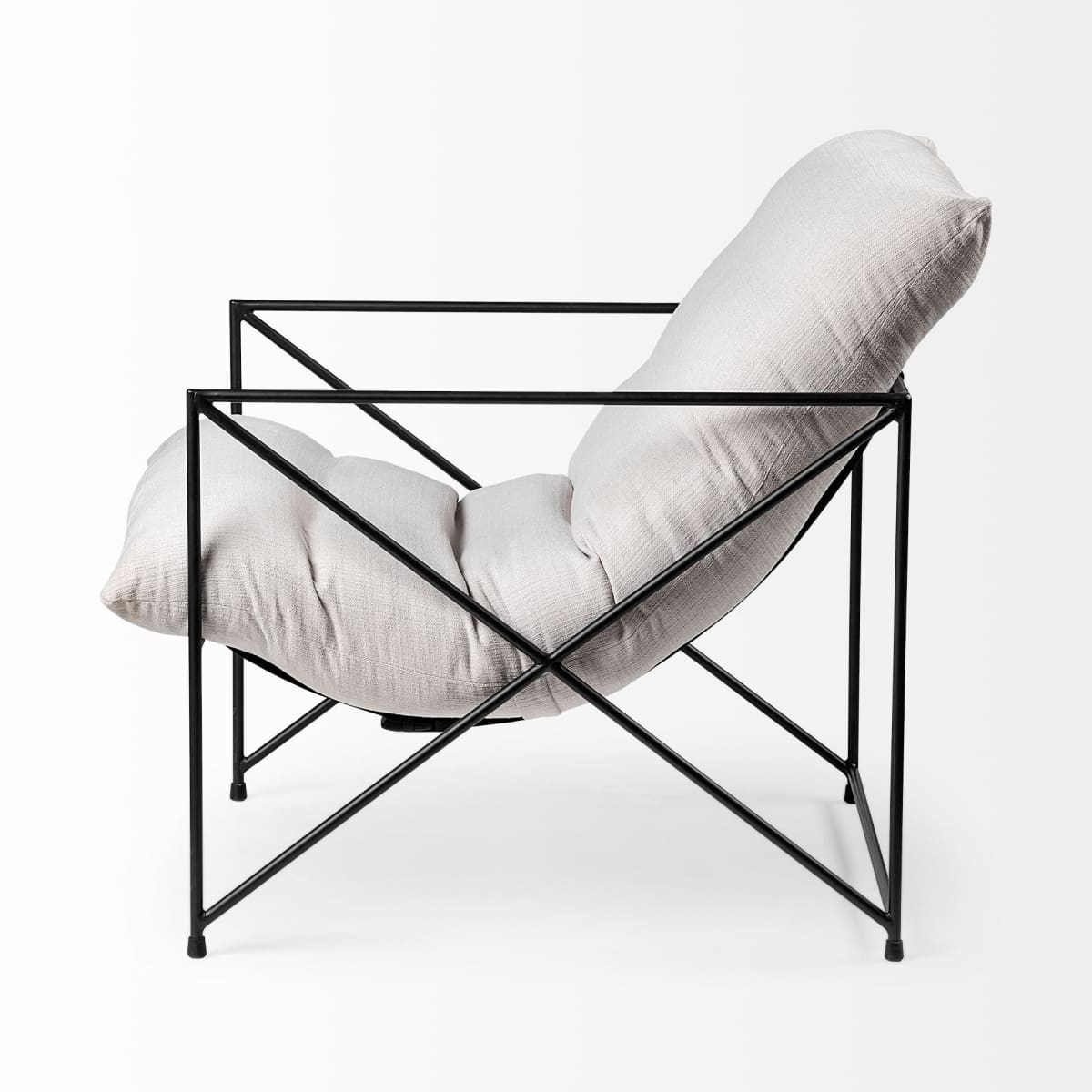 Leonidas Accent Chair Cream Fabric | Black Metal - accent-chairs