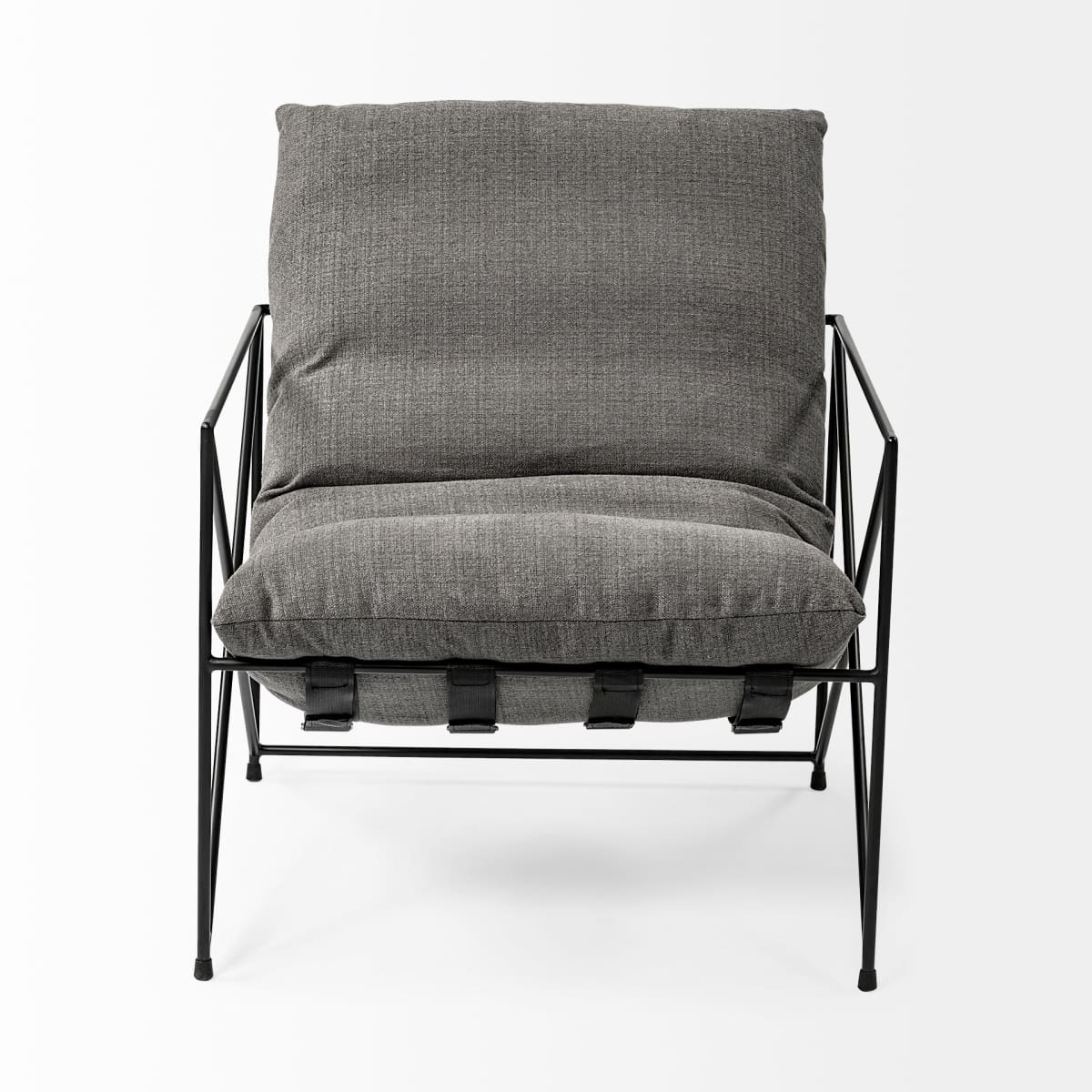 Leonidas Accent Chair Gray Fabric | Black Metal - accent-chairs