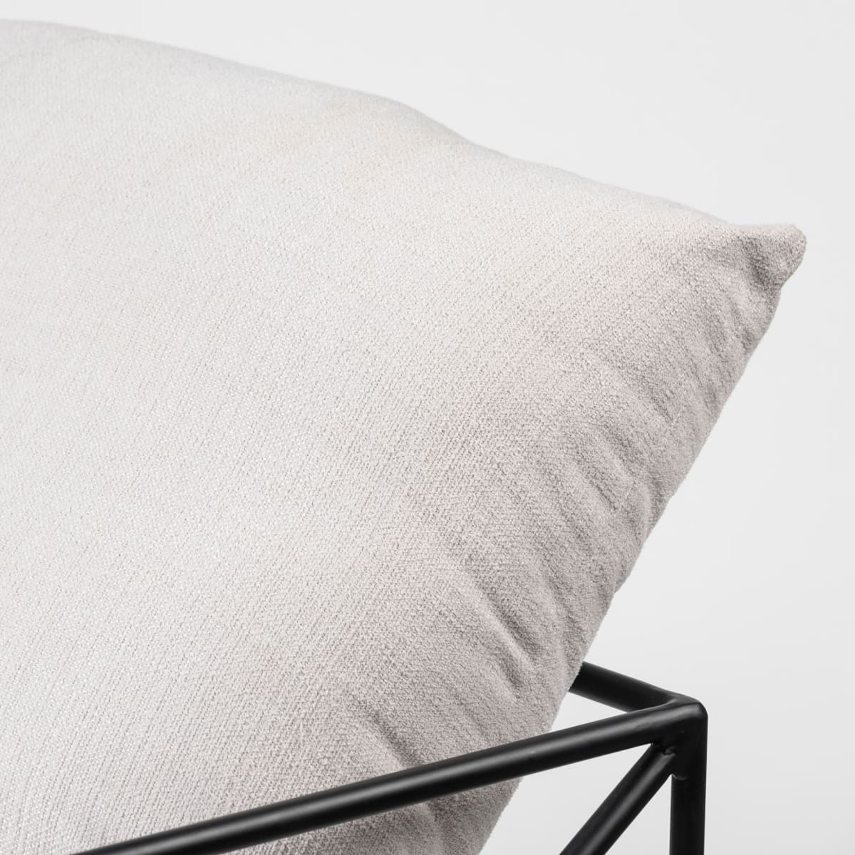 Leonidas Upholstered Accent Chair Cream Fabric | Black Metal - accent-chairs