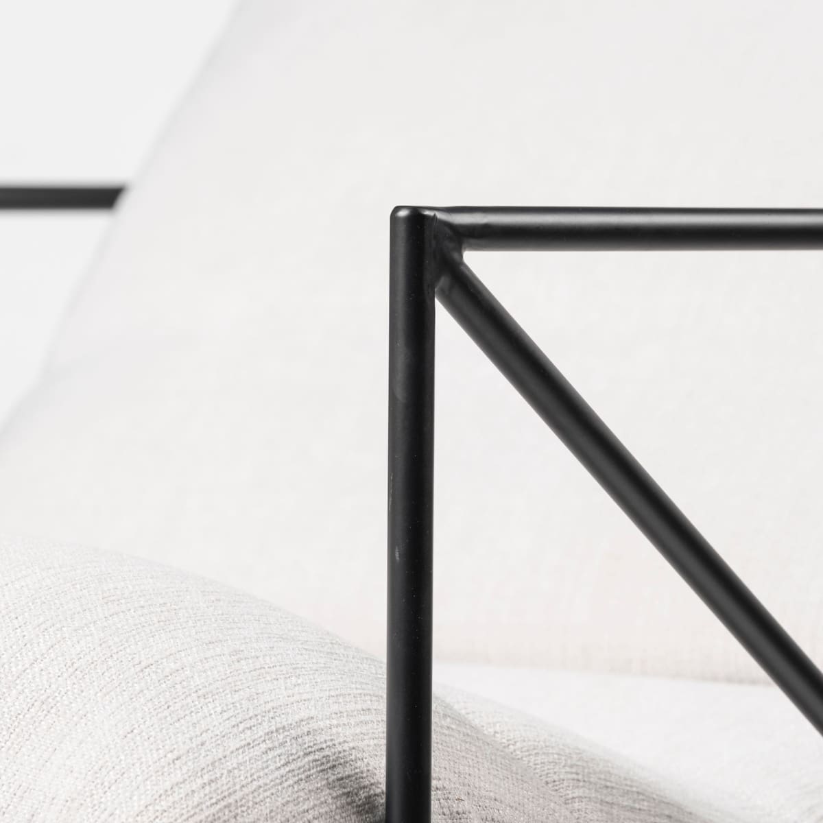 Leonidas Upholstered Accent Chair Cream Fabric | Black Metal - accent-chairs