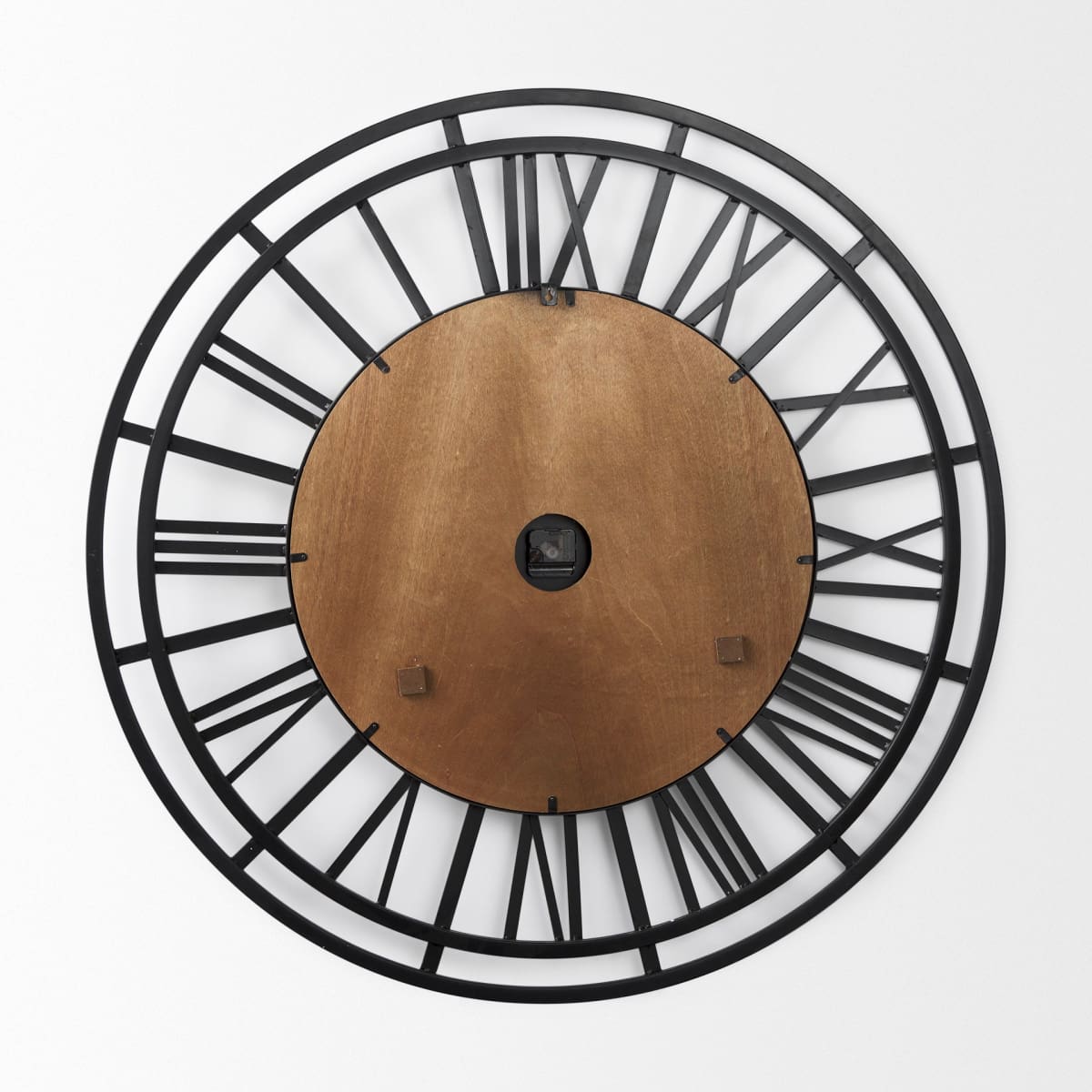 Lewiston Wall Clock Brown Wood | Black Metal | 42.1’’ - wall-clocks