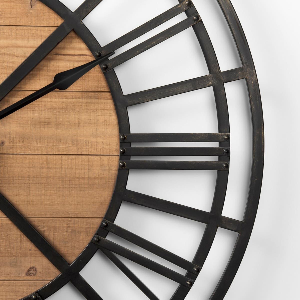 Lewiston Wall Clock Brown Wood | Black Metal | 42.1’’ - wall-clocks