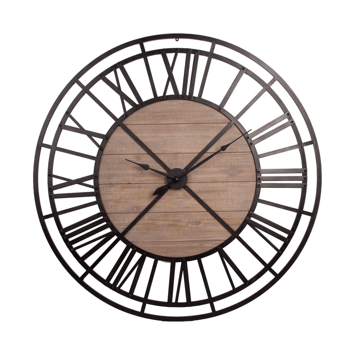 Lewiston Wall Clock Brown Wood | Black Metal | 59 - wall-clocks