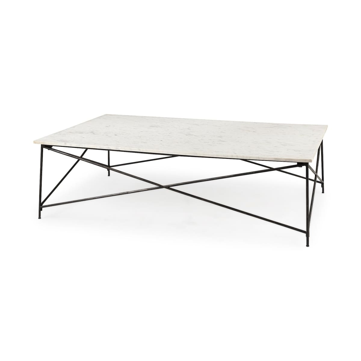 Lorlei Coffee Table White Marble | Gray Iron - coffee-tables