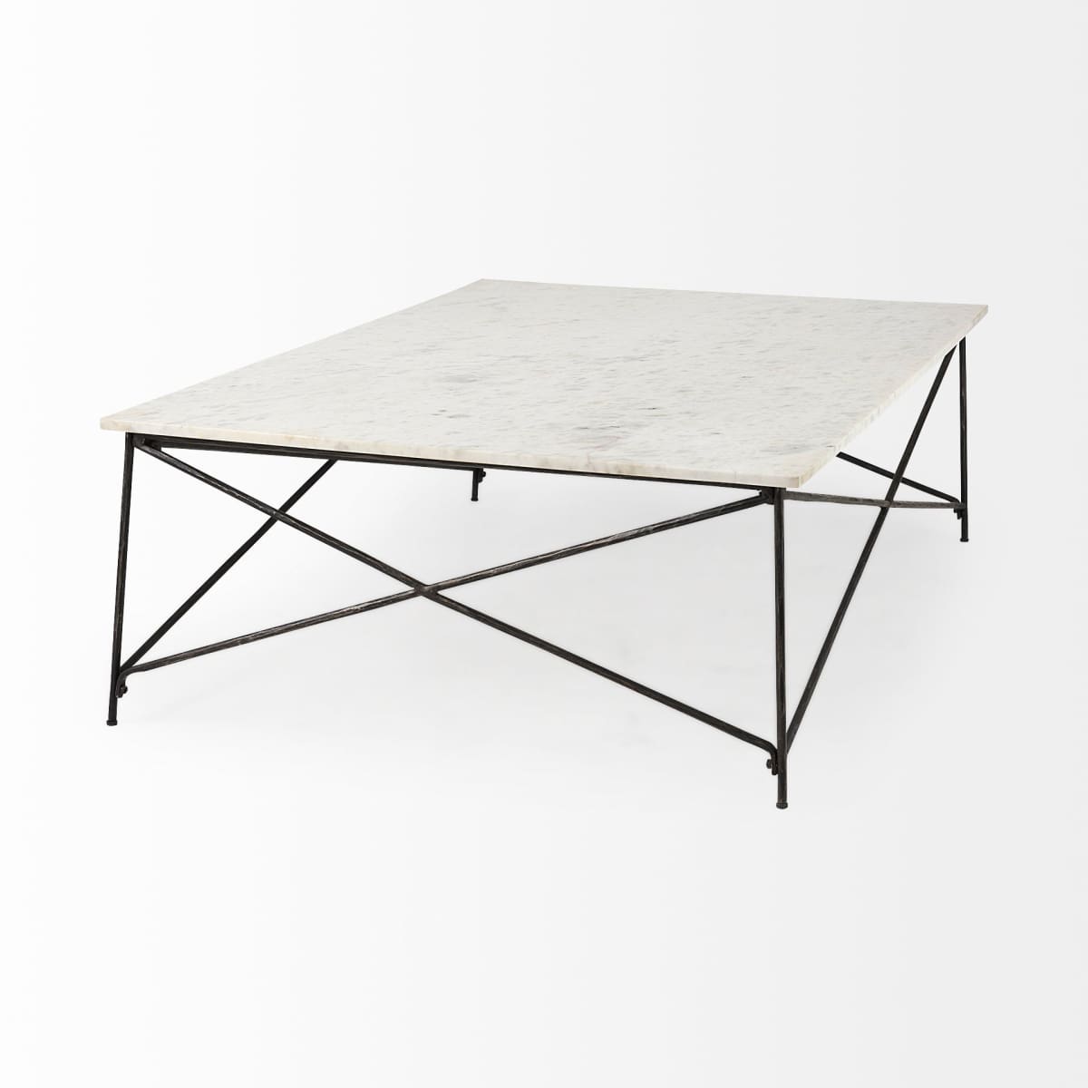 Lorlei Coffee Table White Marble | Gray Iron - coffee-tables