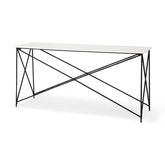 Lorlei Console Table White Marble | Gray Iron - console-tables