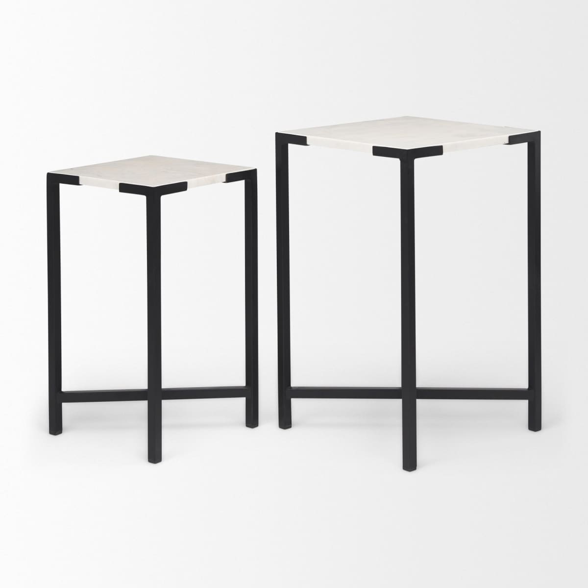 Lucas Accent Table White Marble | Black Iron - accent-tables