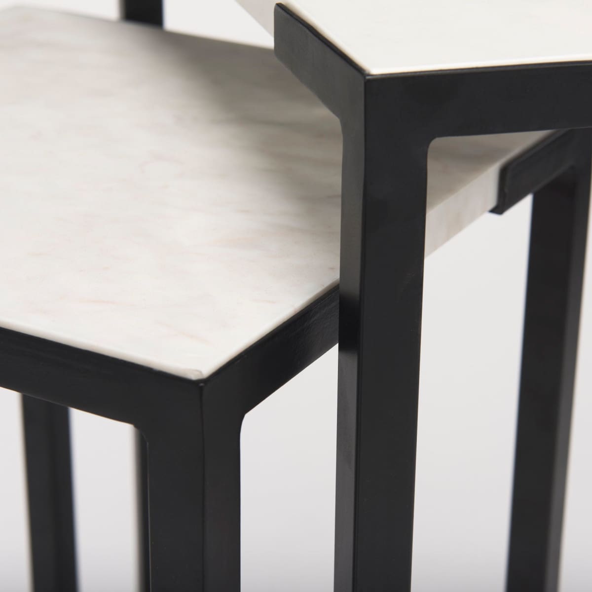 Lucas Accent Table White Marble | Black Iron - accent-tables
