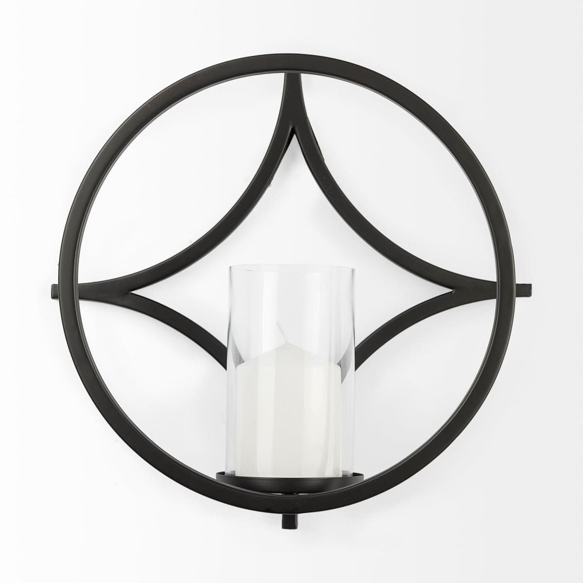 Lyra Wall Candle Holder Black Metal | Circle - wall-candle-holders