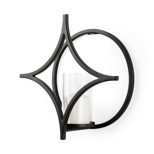 Lyra Wall Candle Holder Black Metal | Star - wall-candle-holders