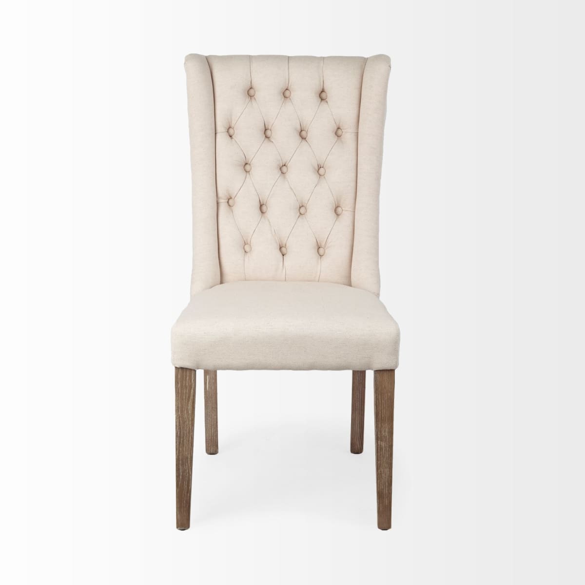 Mackenzie Dining Chair Cream Fabric | Brown Wood - dining-chairs