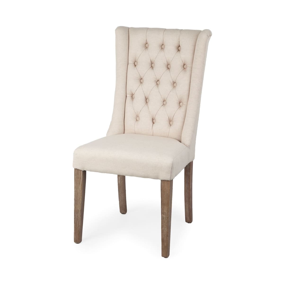 Mackenzie Dining Chair Cream Fabric | Brown Wood - dining-chairs
