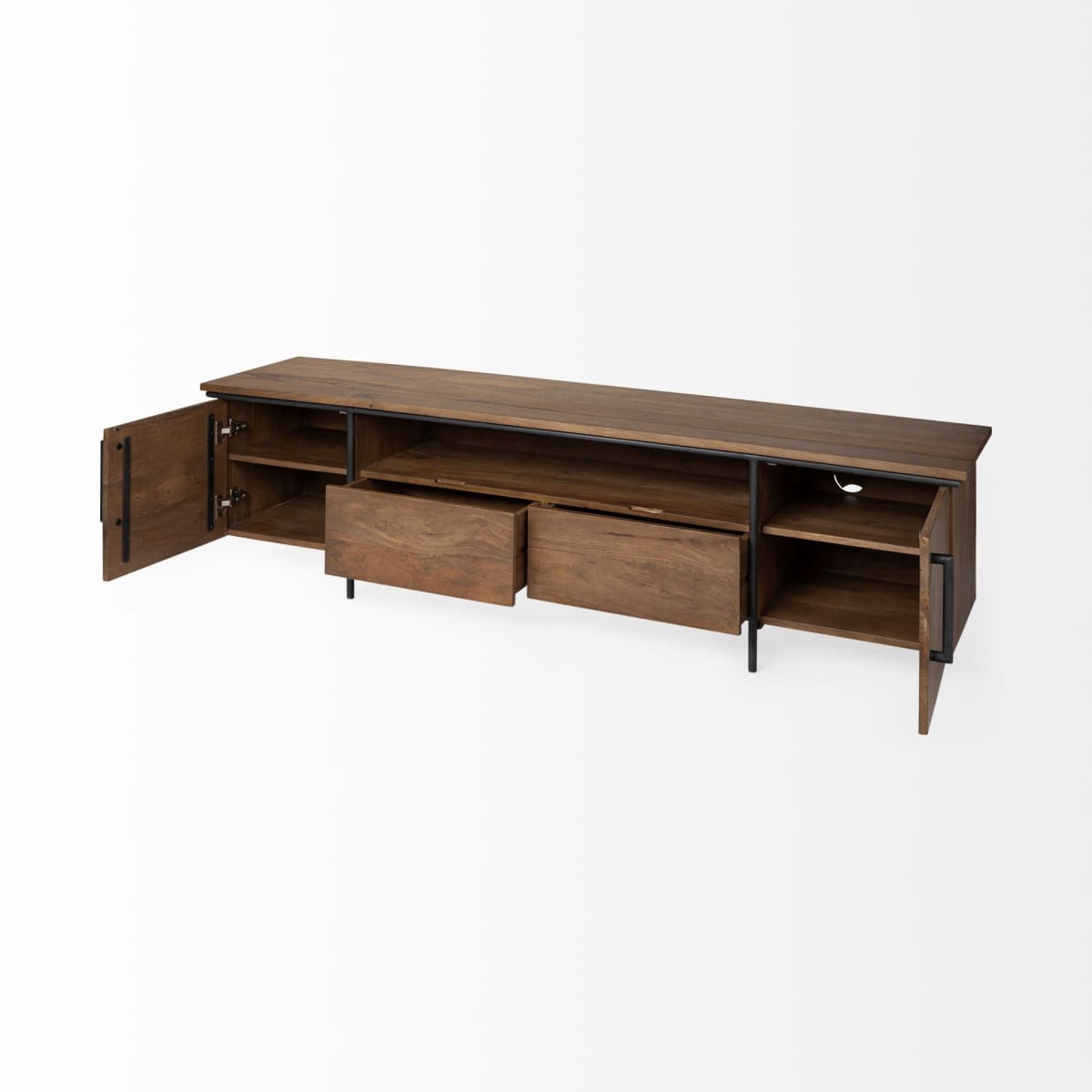 Maddox Media Console Brown Wood | Black Metal - media-console