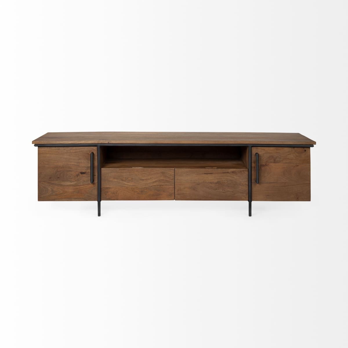 Maddox Media Console Brown Wood | Black Metal - media-console