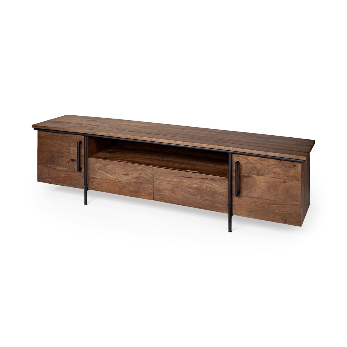 Maddox Media Console Brown Wood | Black Metal - media-console