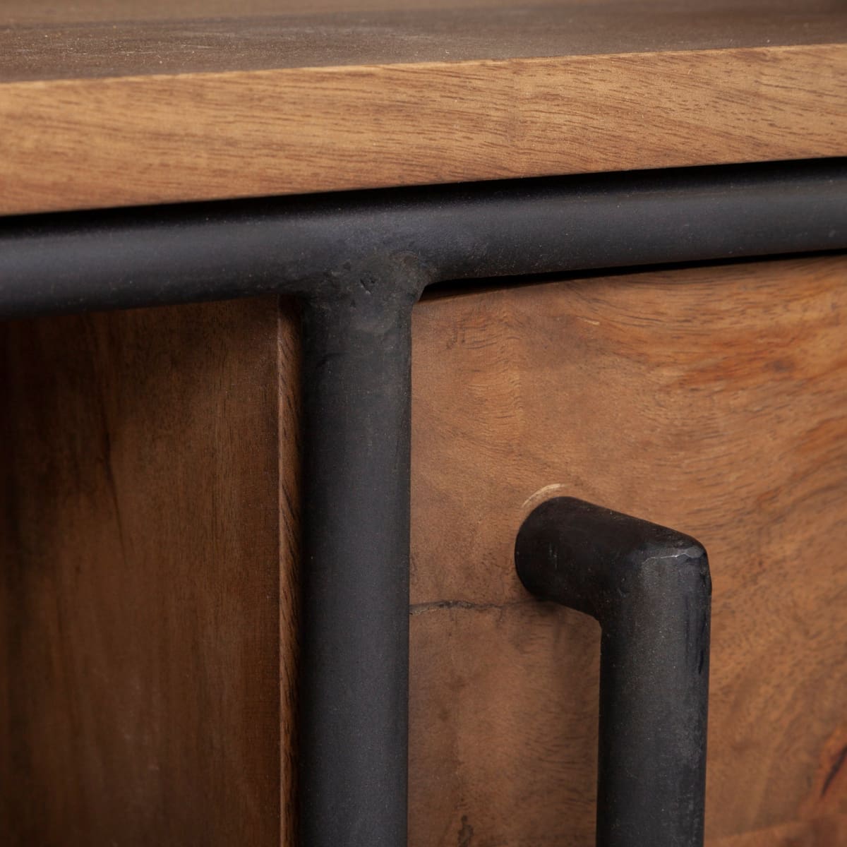 Maddox Media Console Brown Wood | Black Metal - media-console