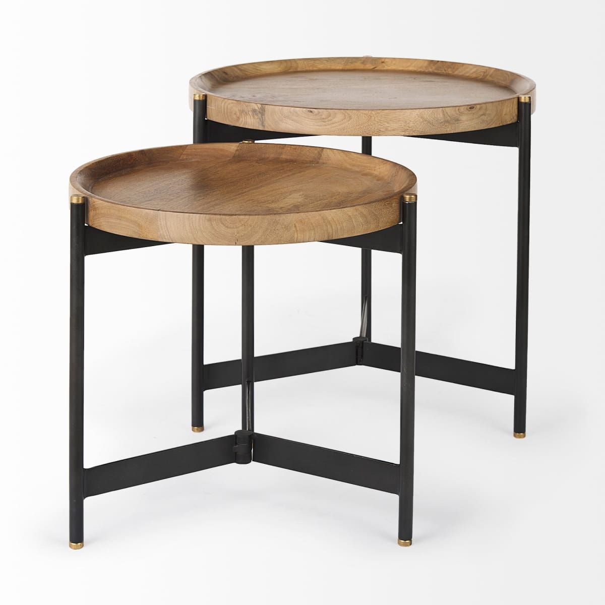 Marquisa Accent Table Brown Wood | Black Metal - end-and-side-tables