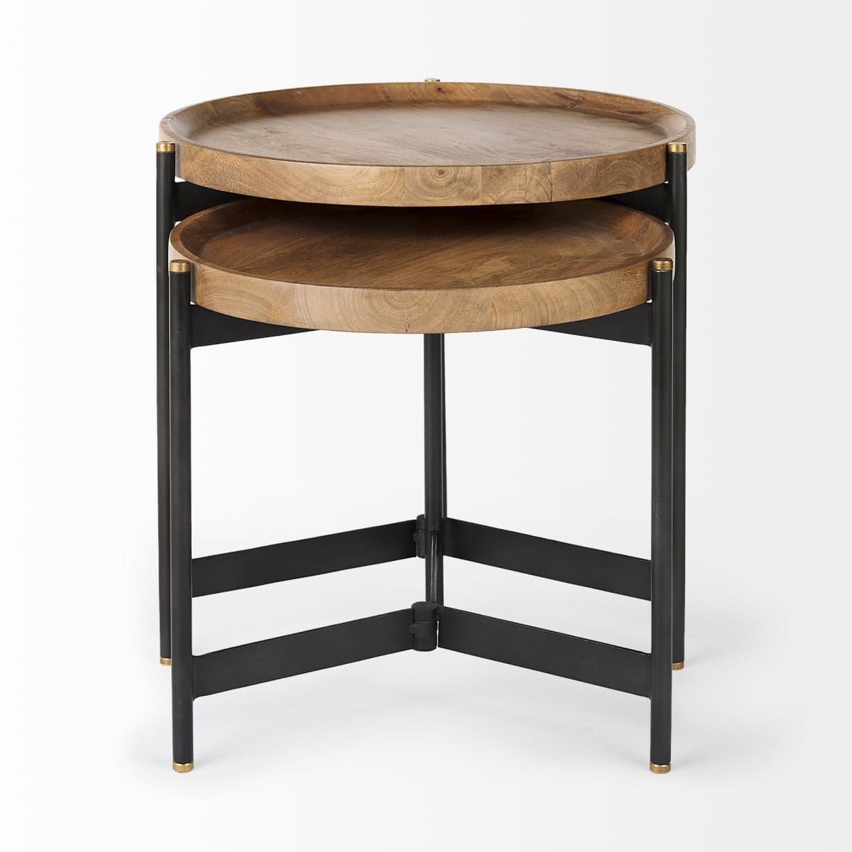 Marquisa Accent Table Brown Wood | Black Metal - end-and-side-tables