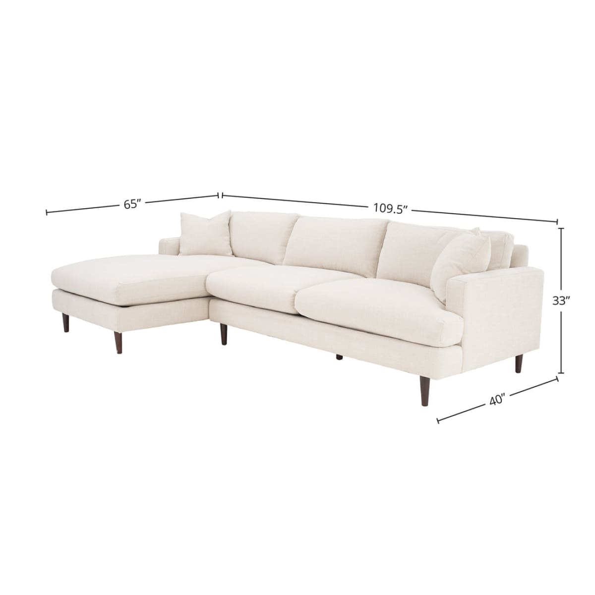 Martha Left Sectional Sofa - Beach Snow White - lh-import-sectionals