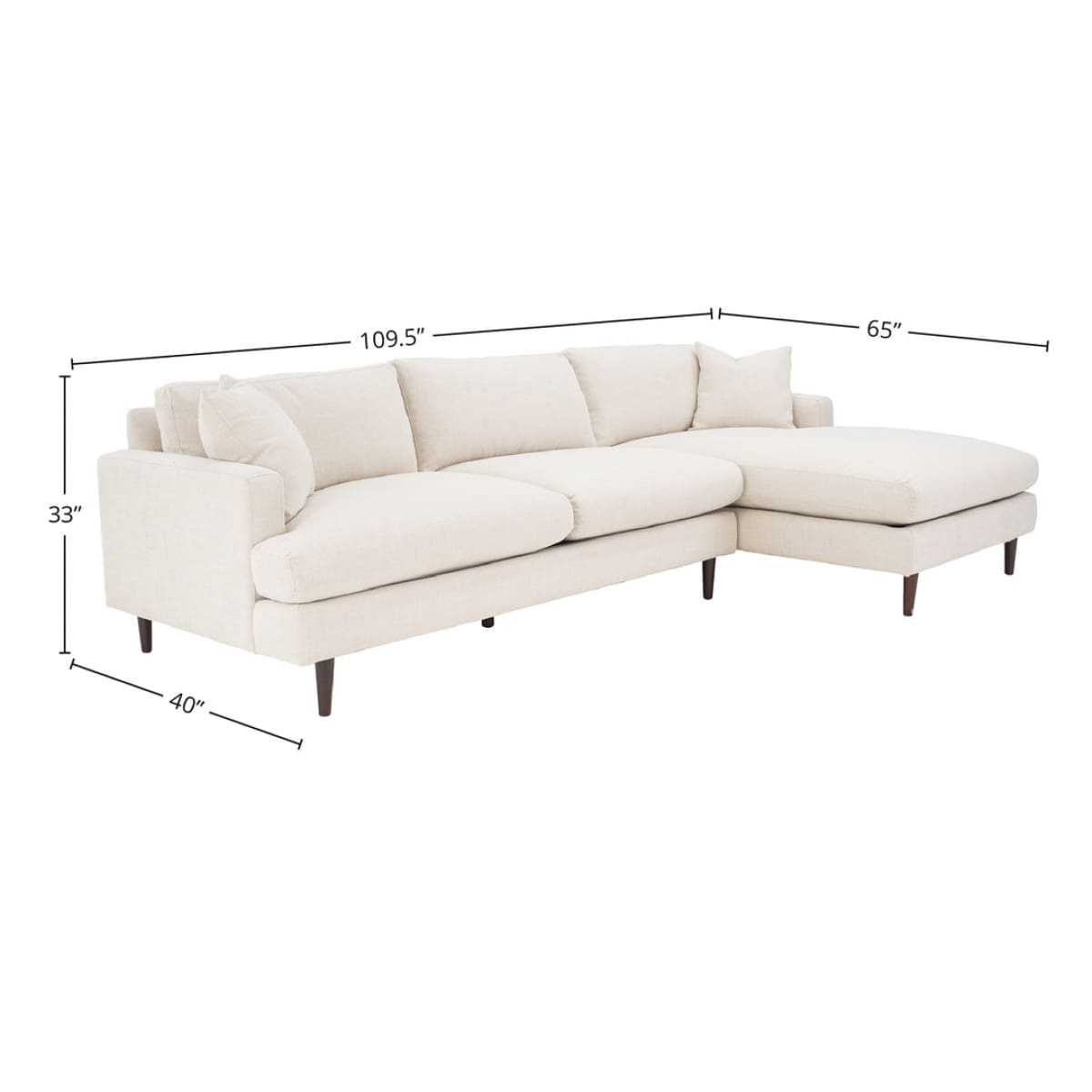 Martha Right Sectional Sofa - Beach Snow White - lh-import-sectionals