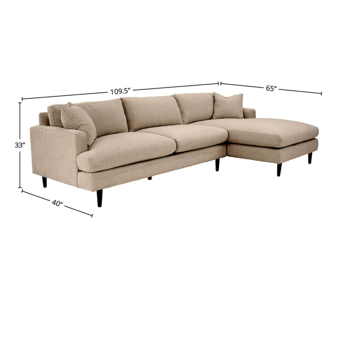 Martha Right Sectional Sofa - Beach Toast - lh-import-sectionals