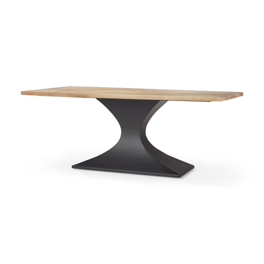 Maxton Dining Table Light Brown Wood | Black Metal - dining-table