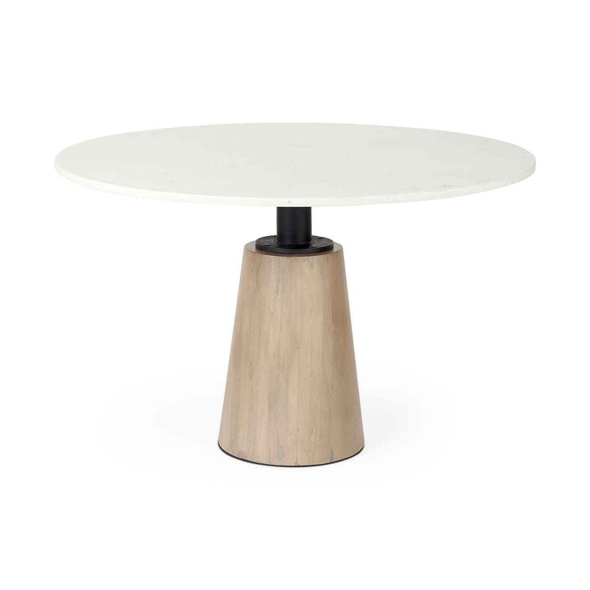Maxwell Dining Table White Marble | Light Wood | Black Accent - dining-table