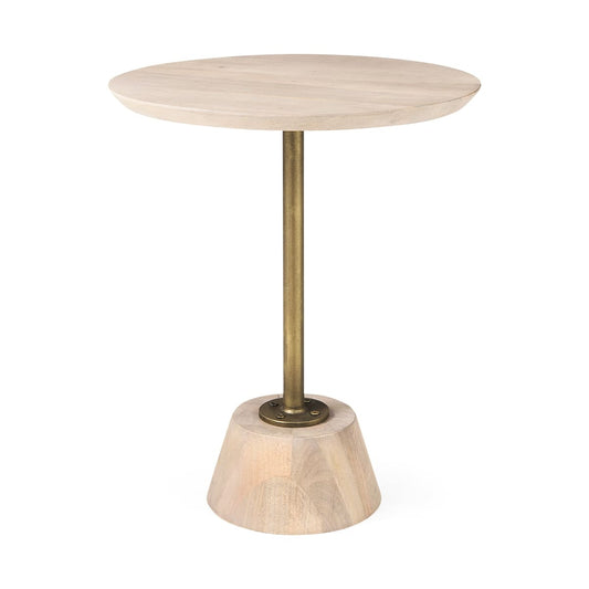 Maxwell End Side Table Light Brown Wood | Gold Metal - end-and-side-tables