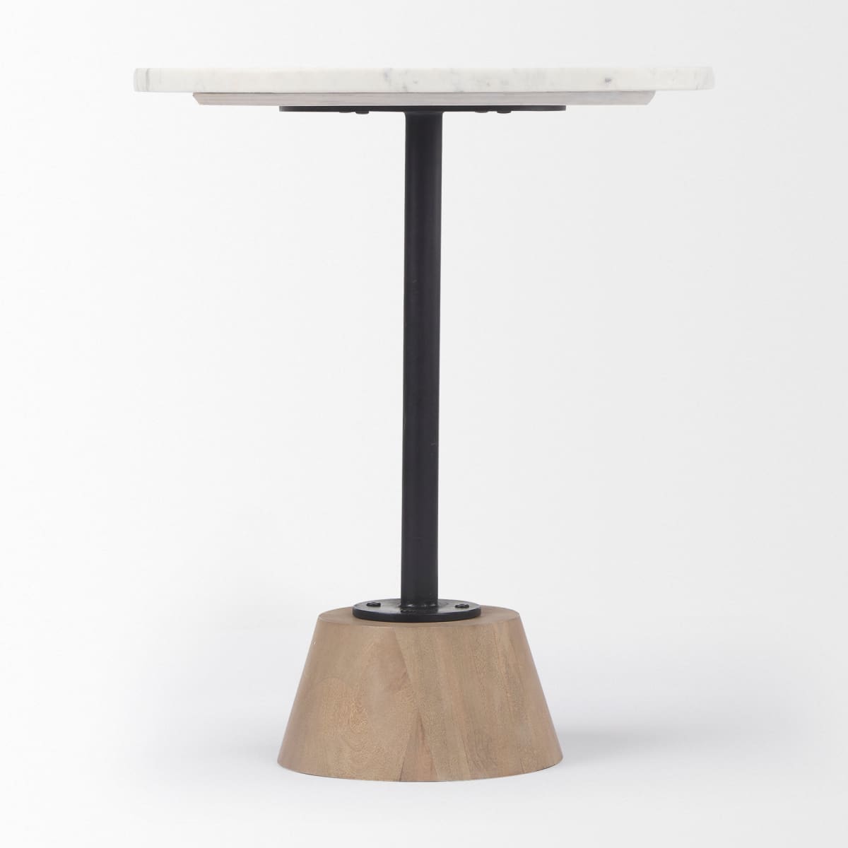 Maxwell End Side Table White Marble | Light Wood | Black Metal - end-and-side-tables
