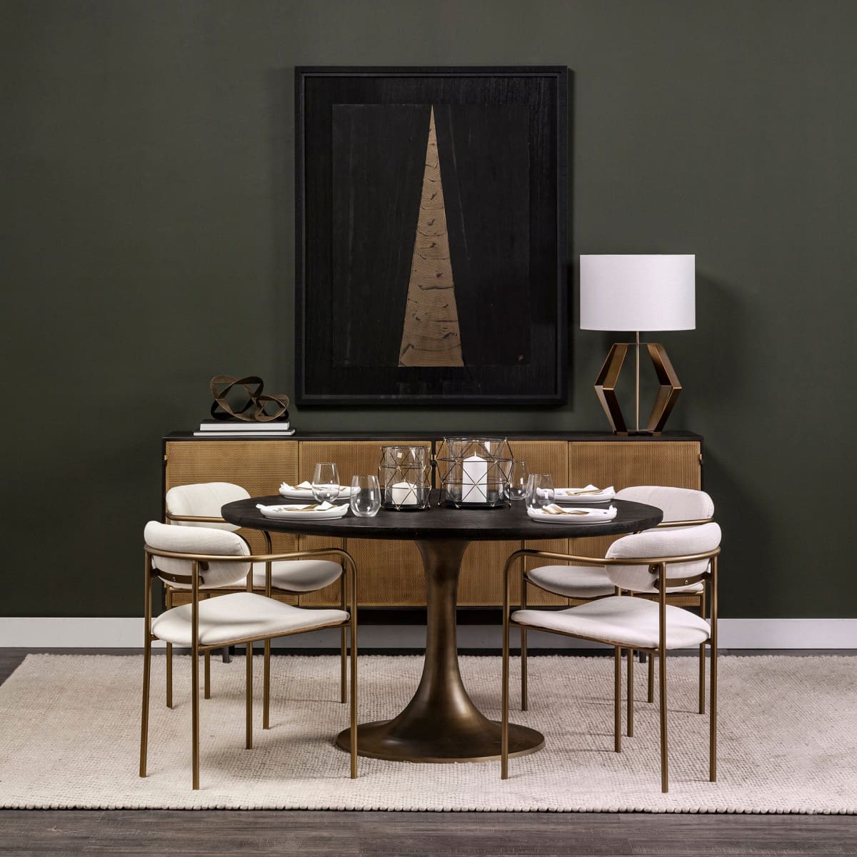 McLeod Dining Table Brown Wood | Gold Metal - dining-table