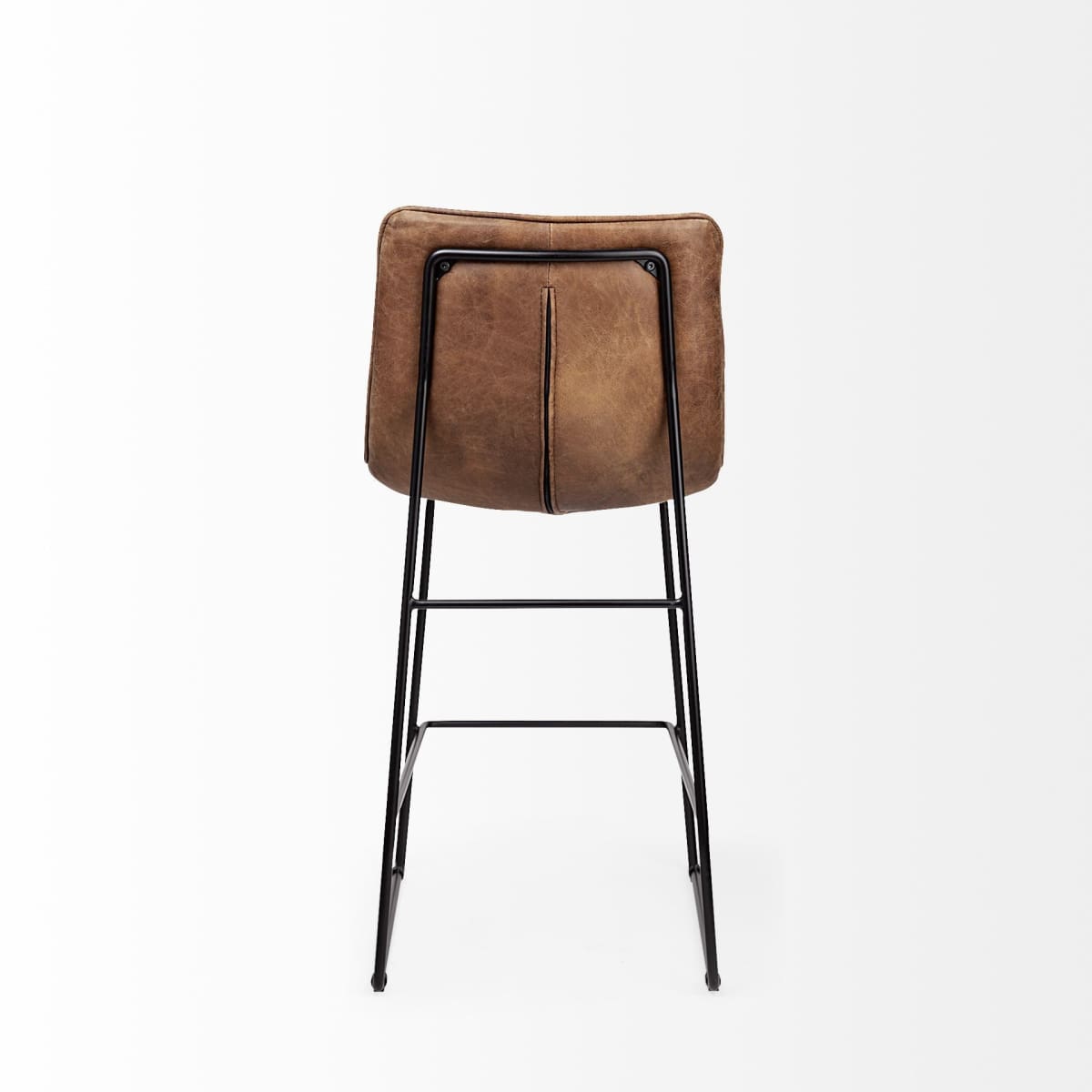 Meritt Bar Counter Stool Brown Leather | Black Metal - bar-stools