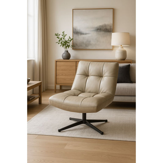Messimo Swivel Leather Accent Chair-Dove - accent chair