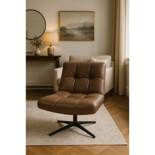 Messimo Swivel Leather Accent Chair-Mocha - accent chair