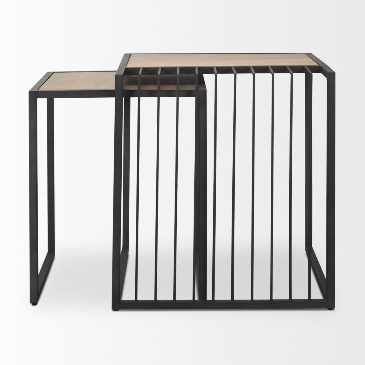 Miles End Side Table Black Metal | Light Brown Wood - end-and-side-tables