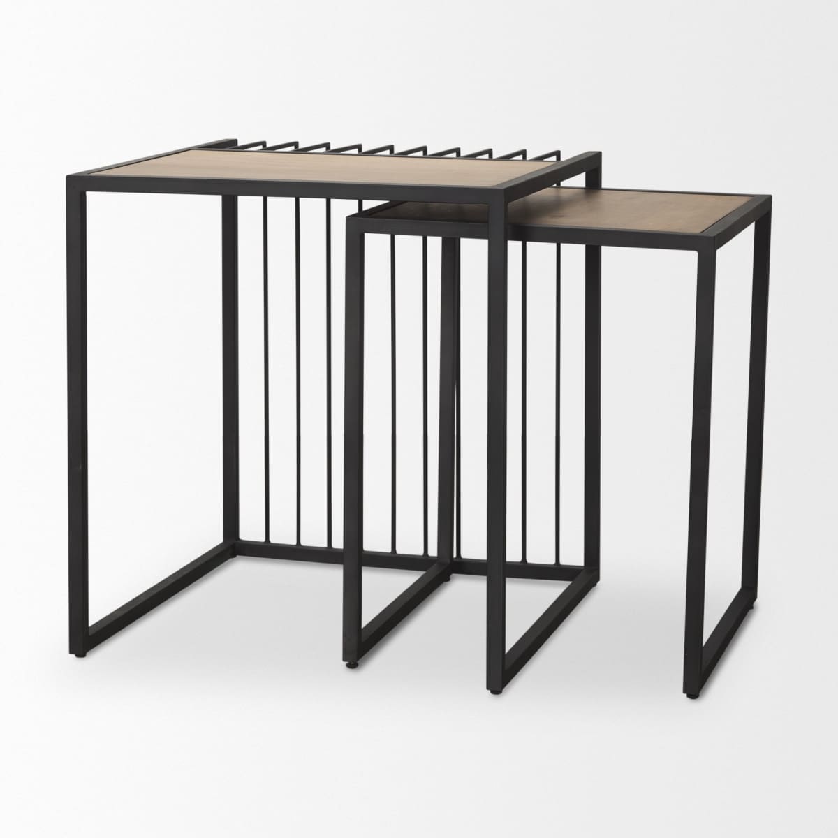 Miles End Side Table Black Metal | Light Brown Wood - end-and-side-tables