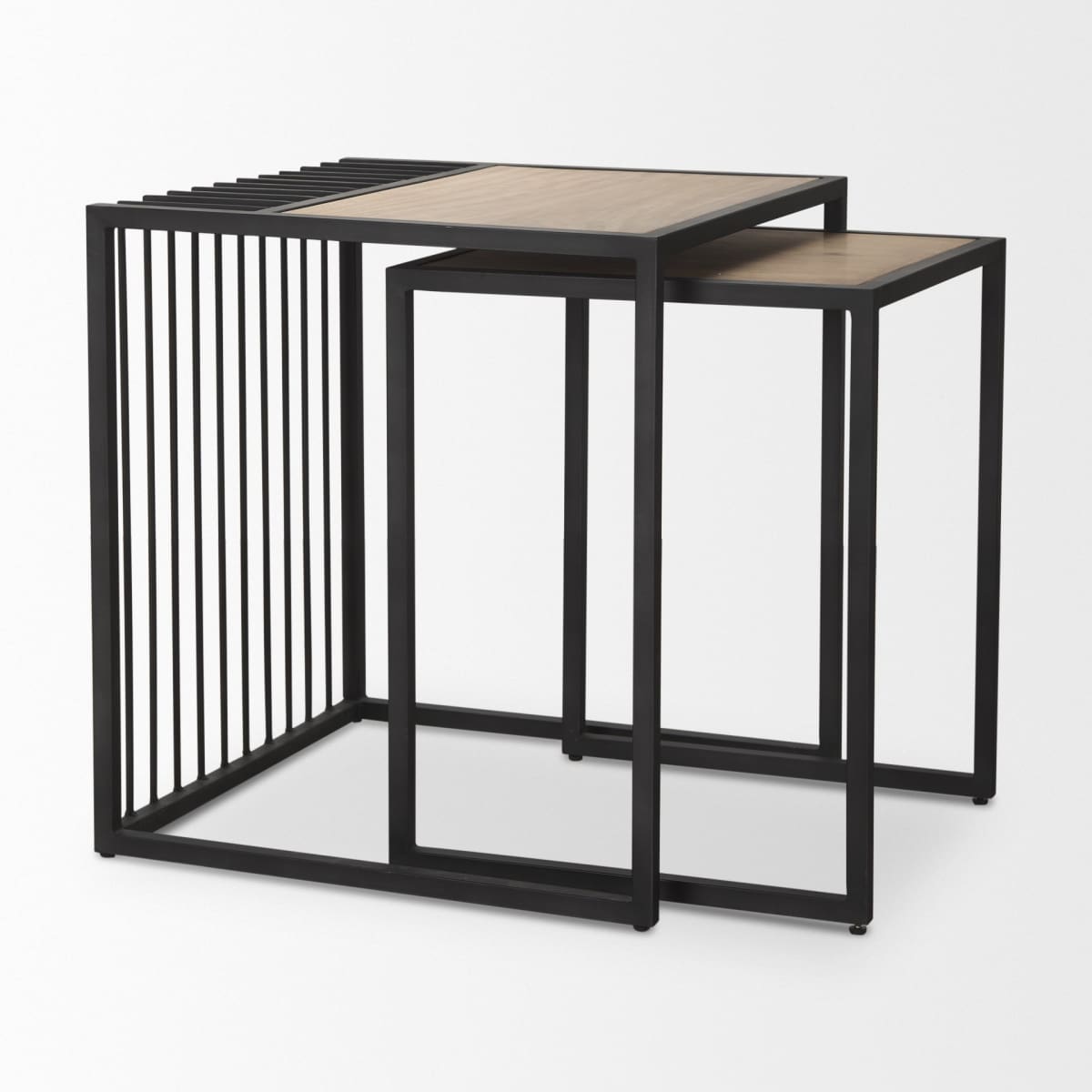 Miles End Side Table Black Metal | Light Brown Wood - end-and-side-tables