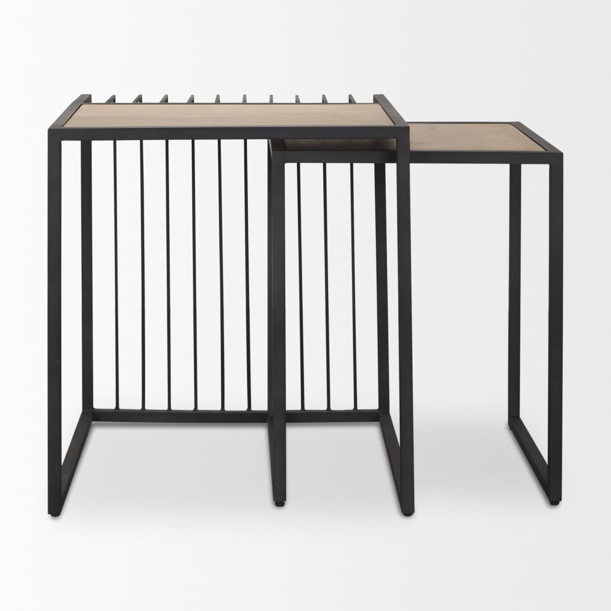 Miles End Side Table Black Metal | Light Brown Wood - end-and-side-tables