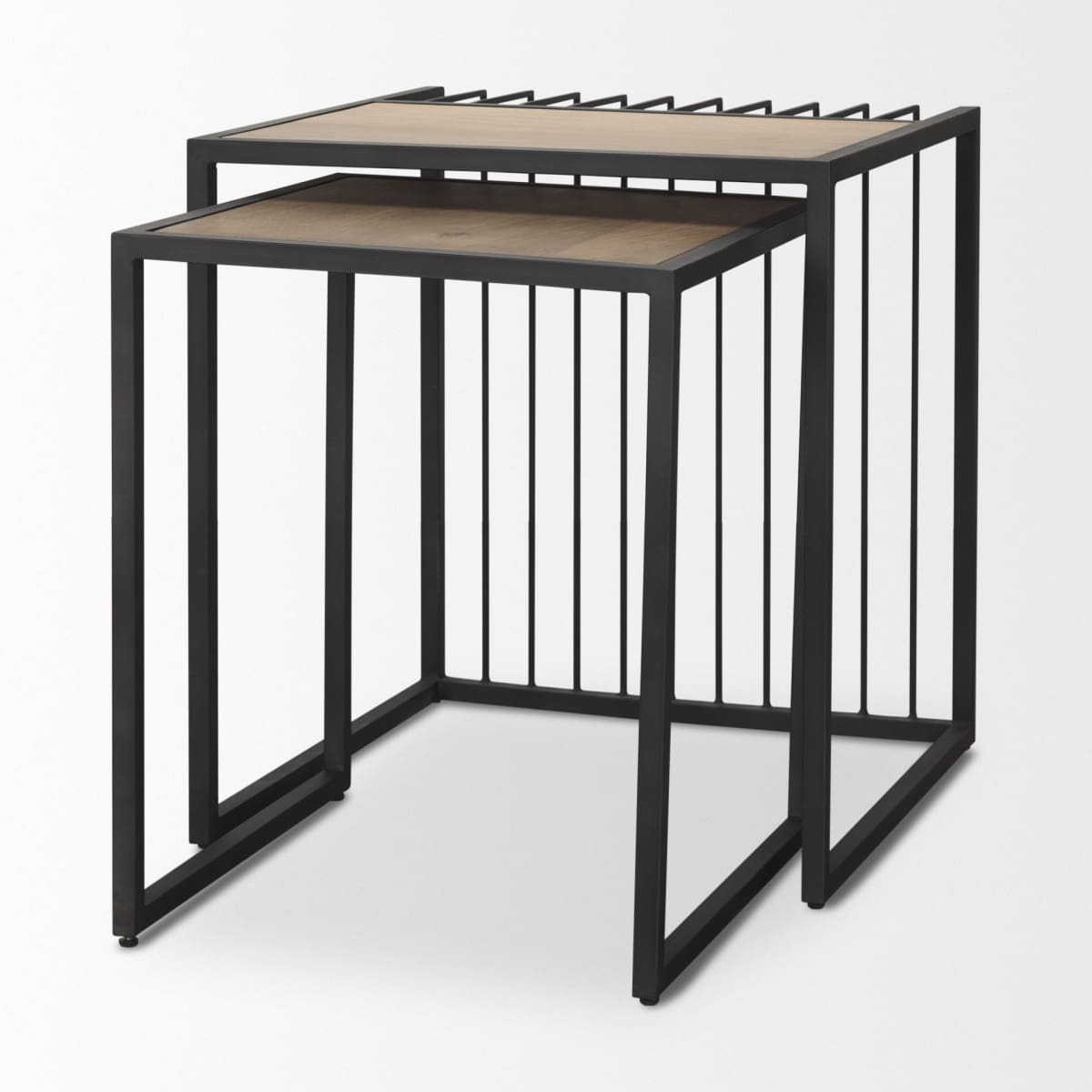 Miles End Side Table Black Metal | Light Brown Wood - end-and-side-tables