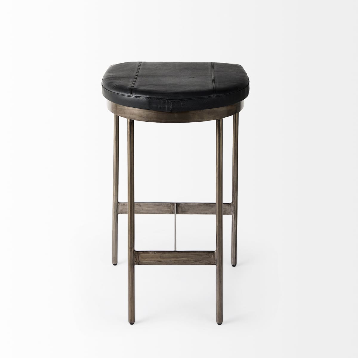 Millie Bar Counter Stool Black Leather | Nickel Metal | Counter - bar-stools