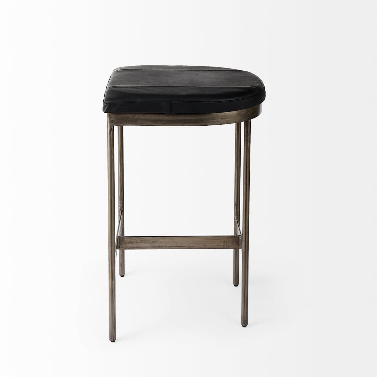 Millie Bar Counter Stool Black Leather | Nickel Metal | Counter - bar-stools