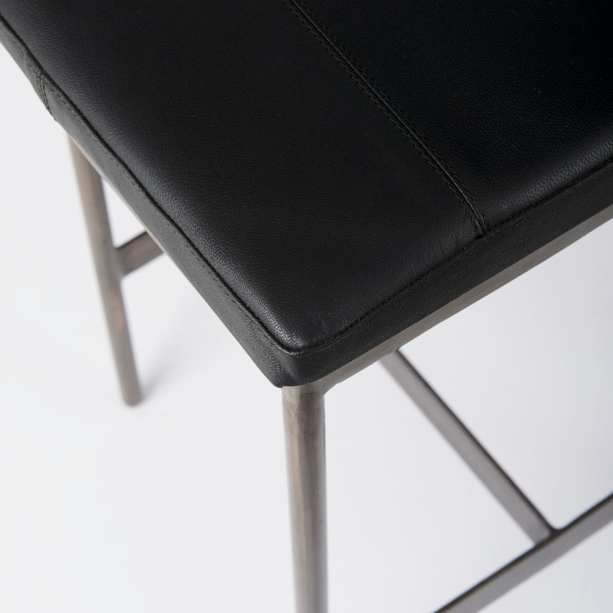 Millie Bar Counter Stool Black Leather | Nickel Metal | Counter - bar-stools