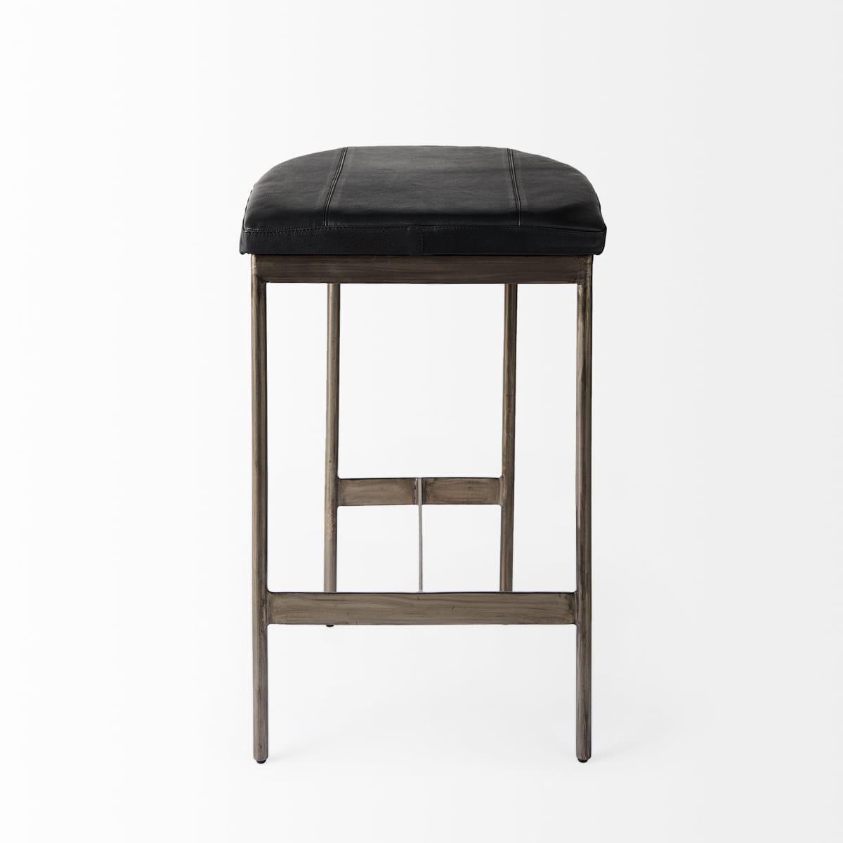 Millie Bar Counter Stool Black Leather | Nickel Metal | Counter - bar-stools