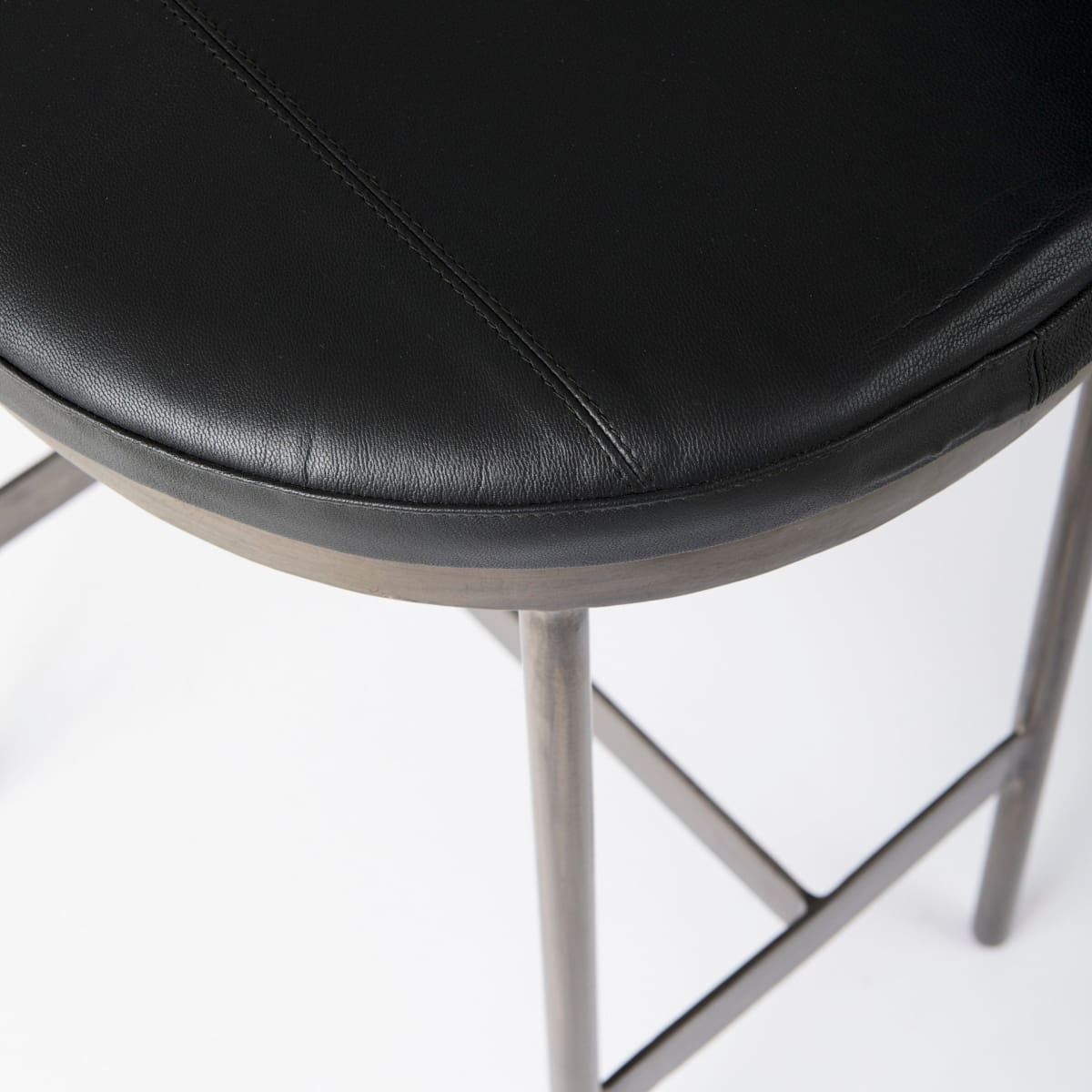 Millie Bar Counter Stool Black Leather | Nickel Metal | Counter - bar-stools