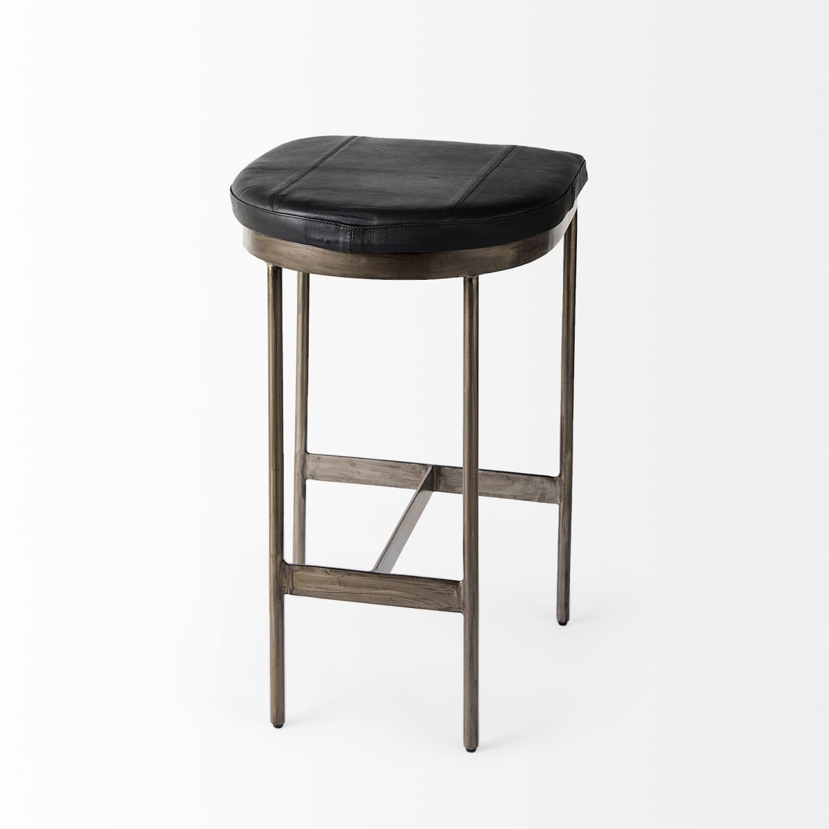 Millie Bar Counter Stool Black Leather | Nickel Metal | Counter - bar-stools