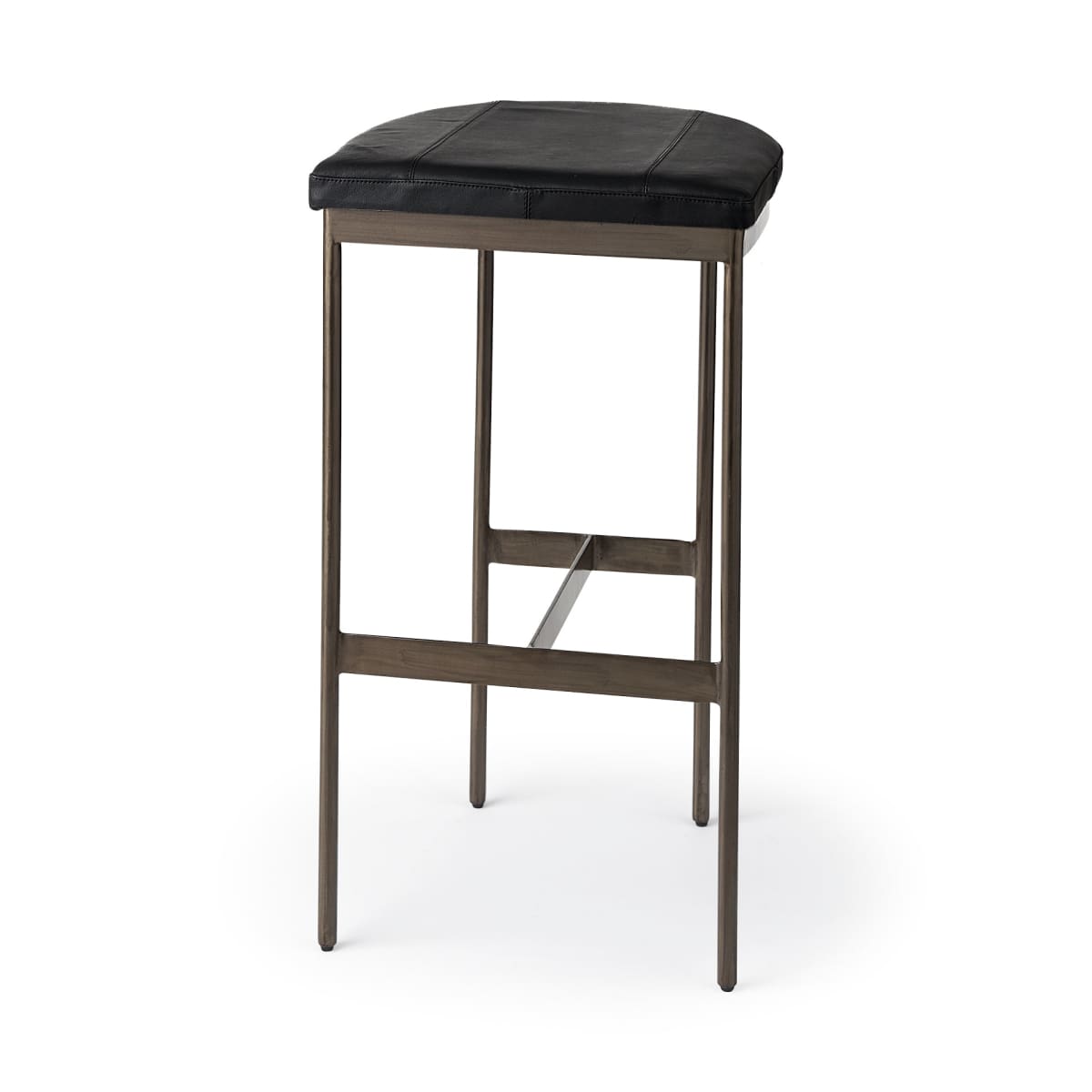 Millie Bar Counter Stool Black Leather | Nickel Metal | Bar - bar-stools