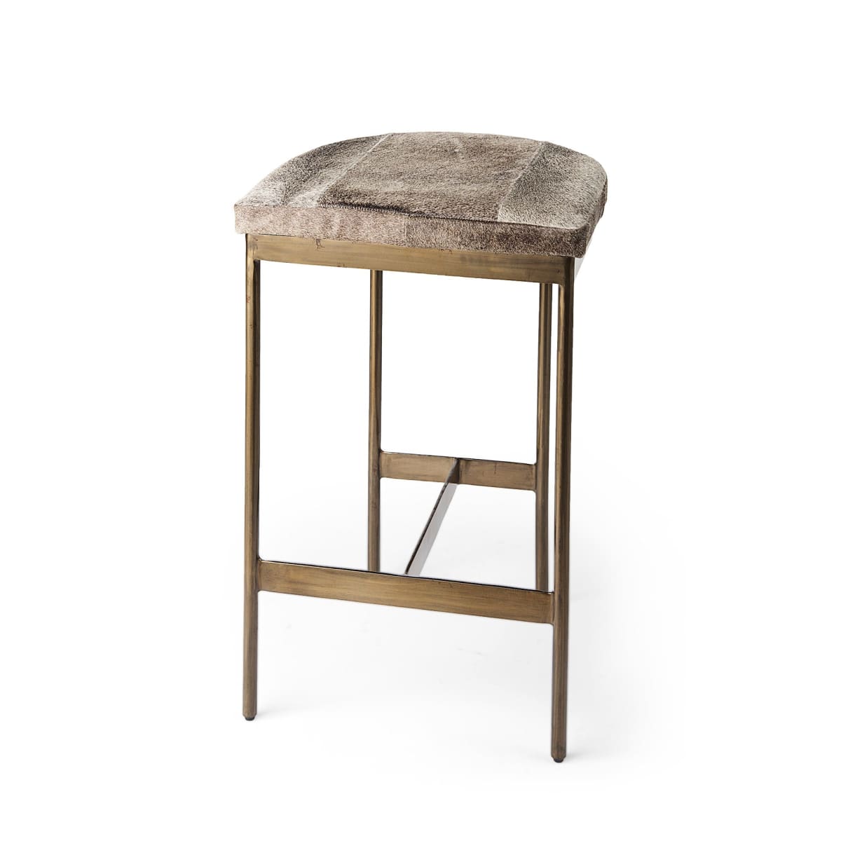 Millie Bar Counter Stool Gray Hair-On-Hide | Gold Metal | Counter - bar-stools