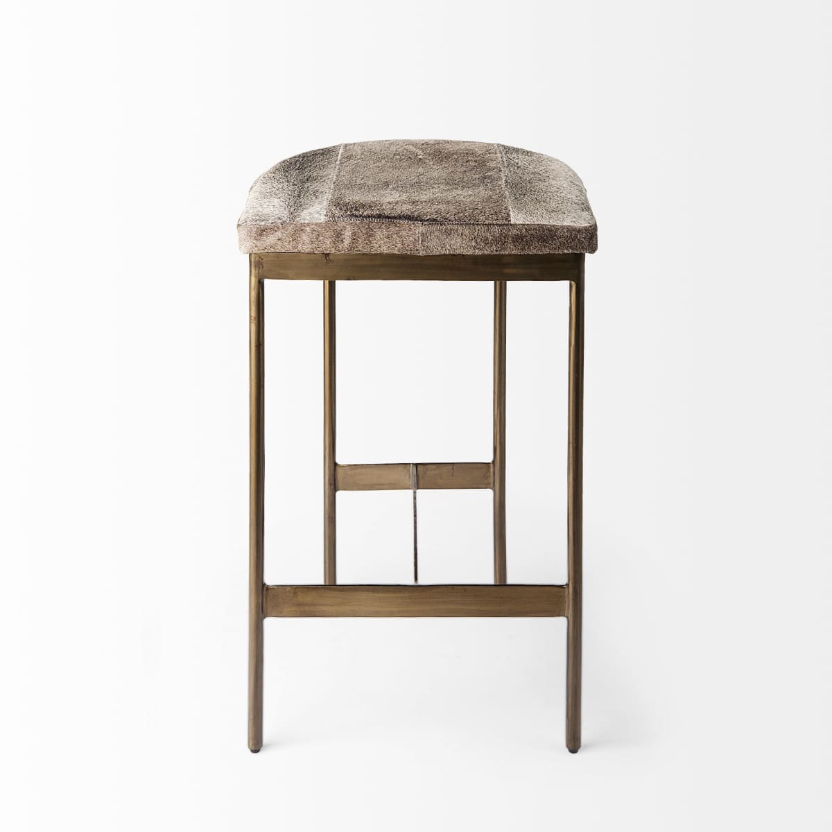 Millie Bar Counter Stool Gray Hair-On-Hide | Gold Metal | Counter - bar-stools