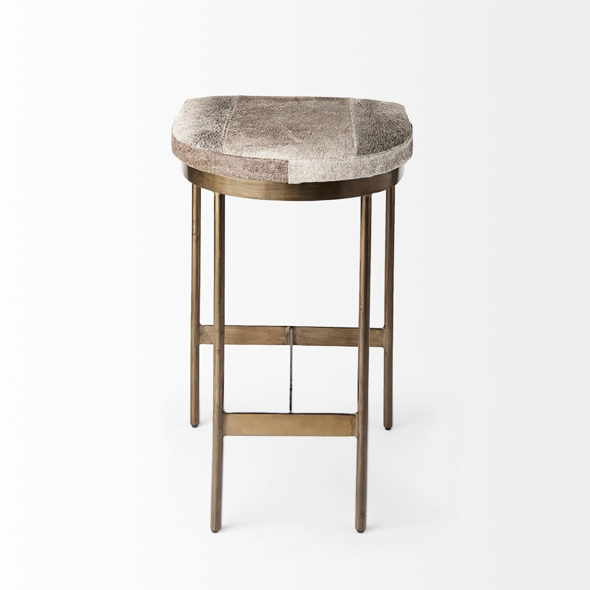 Millie Bar Counter Stool Gray Hair-On-Hide | Gold Metal | Counter - bar-stools