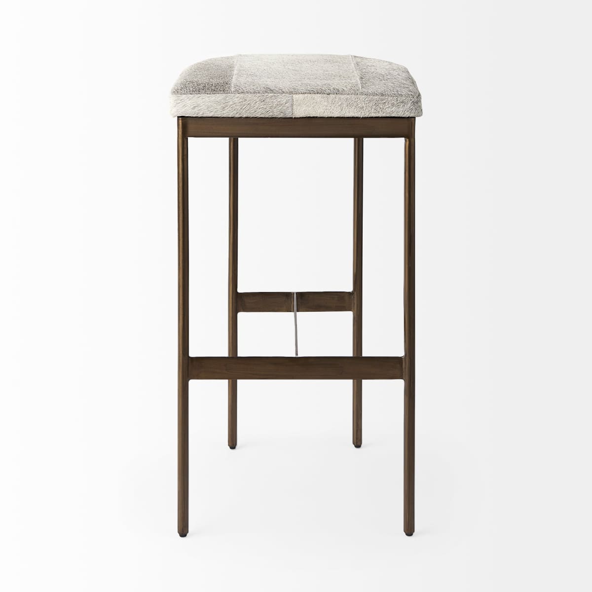 Millie Hide Seat Bar Counter Stool Gray Hair-On-Hide | Gold Metal | Bar - bar-stools