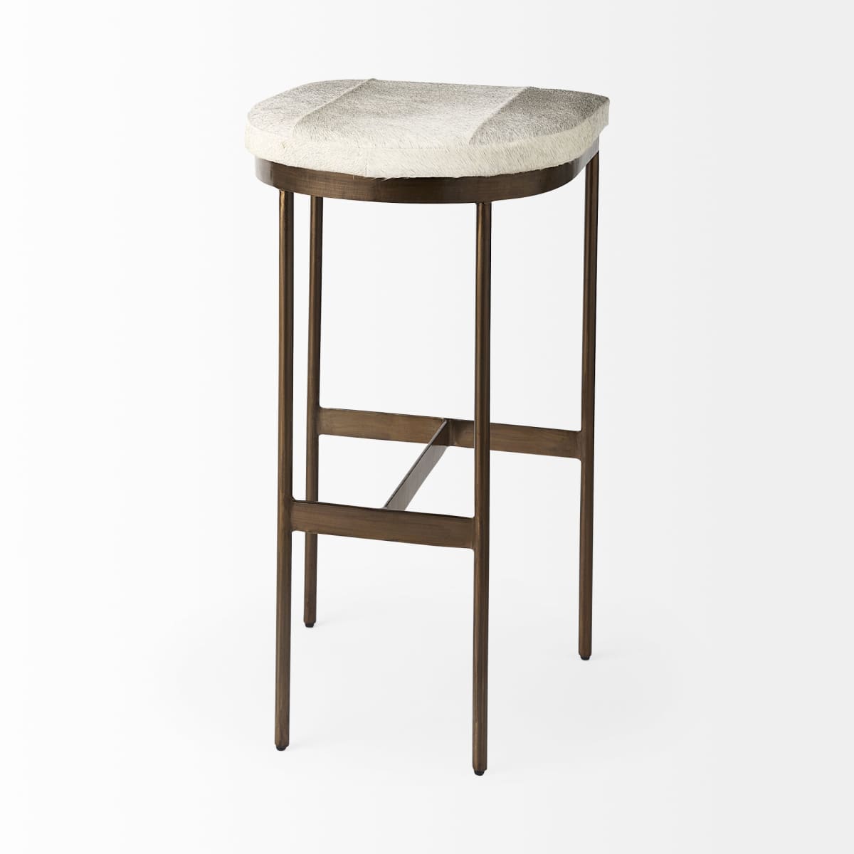 Millie Hide Seat Bar Counter Stool Gray Hair-On-Hide | Gold Metal | Bar - bar-stools